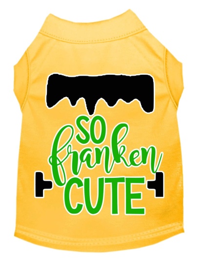 So Franken Cute Screen Print Dog Shirt Yellow Lg