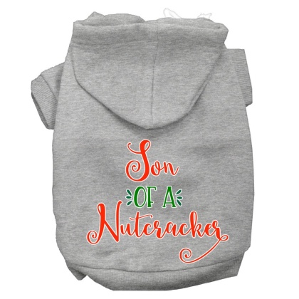 Son of a Nutcracker Screen Print Dog Hoodie Grey L