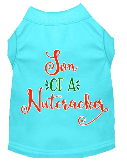 Son of a Nutcracker Screen Print Dog Shirt Aqua Lg