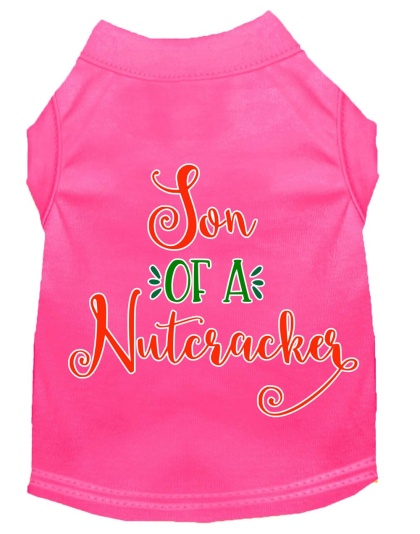 Son of a Nutcracker Screen Print Dog Shirt Bright Pink Lg