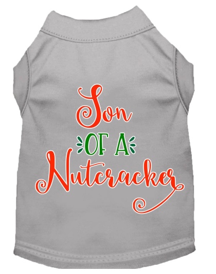 Son of a Nutcracker Screen Print Dog Shirt Grey Lg