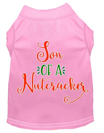 Son of a Nutcracker Screen Print Dog Shirt Light Pink Lg