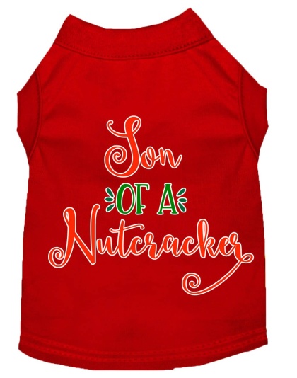 Son of a Nutcracker Screen Print Dog Shirt Red Lg