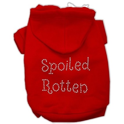 Spoiled Rotten Rhinestone Hoodie Red L