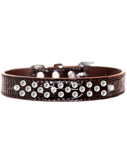 Sprinkles Clear Jewel Croc Dog Collar Chocolate Size 12