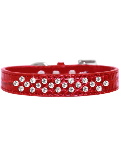 Sprinkles Clear Jewel Croc Dog Collar Red Size 12