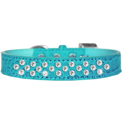 Sprinkles Clear Jewel Croc Dog Collar Turquoise Size 12