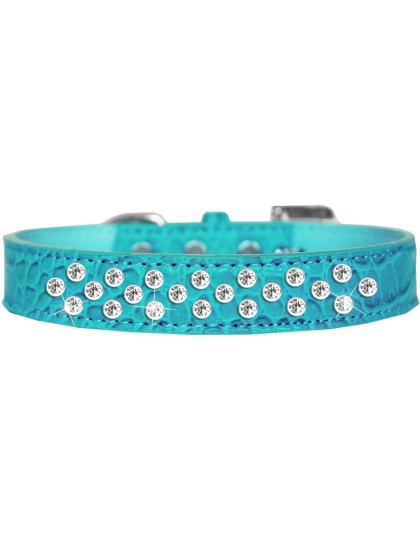 Sprinkles Clear Jewel Croc Dog Collar Turquoise Size 12
