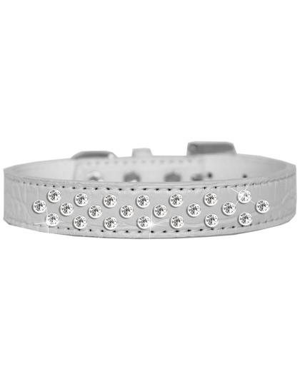 Sprinkles Clear Jewel Croc Dog Collar White Size 12