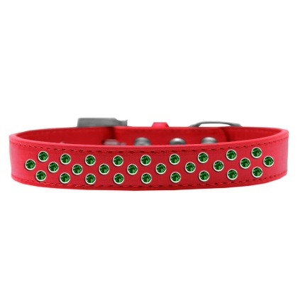 Sprinkles Dog Collar Emerald Green Crystals Size 12 Red