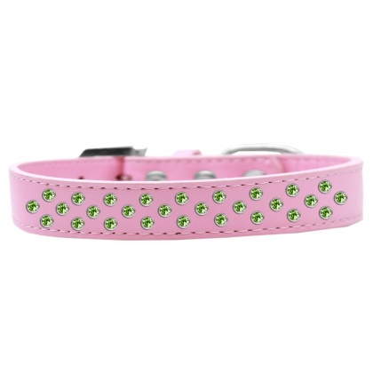 Sprinkles Dog Collar Lime Green Crystals Size 12 Light Pink