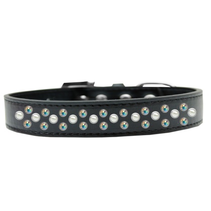 Sprinkles Dog Collar Pearl and AB Crystals Size 12 Black