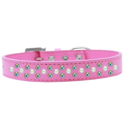 Sprinkles Dog Collar Pearl and AB Crystals Size 12 Bright Pink