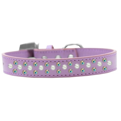 Sprinkles Dog Collar Pearl and AB Crystals Size 12 Lavender