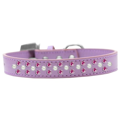 Sprinkles Dog Collar Pearl and Bright Pink Crystals Size 12 Lavender