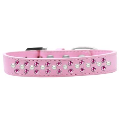 Sprinkles Dog Collar Pearl and Bright Pink Crystals Size 12 Light Pink