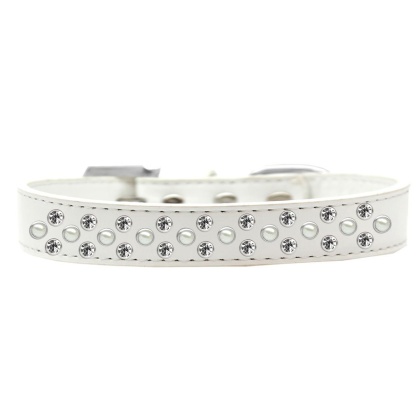 Sprinkles Dog Collar Pearl and Clear Crystals Size 12 White