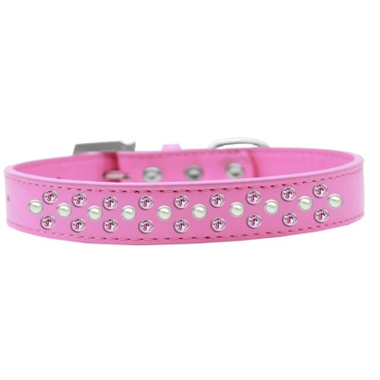 Sprinkles Dog Collar Pearl and Light Pink Crystals Size 12 Bright Pink