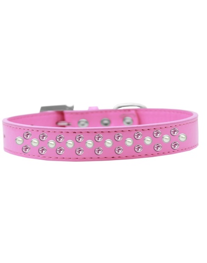 Sprinkles Dog Collar Pearl and Light Pink Crystals Size 12 Bright Pink