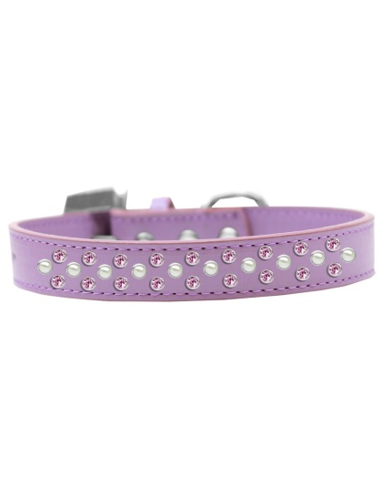 Sprinkles Dog Collar Pearl and Light Pink Crystals Size 12 Lavender
