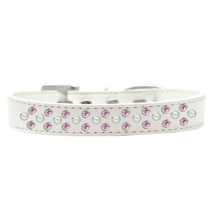 Sprinkles Dog Collar Pearl and Light Pink Crystals Size 12 White
