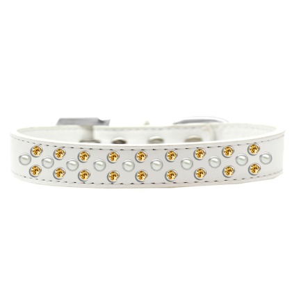 Sprinkles Dog Collar Pearl and Yellow Crystals Size 12 White