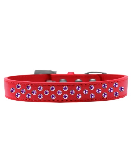 Sprinkles Dog Collar Purple Crystals Size 12 Red