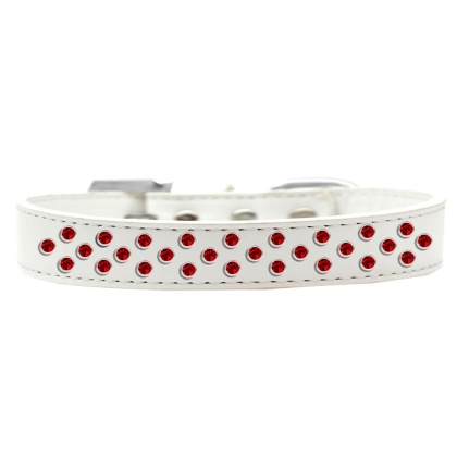 Sprinkles Dog Collar Red Crystals Size 12 White