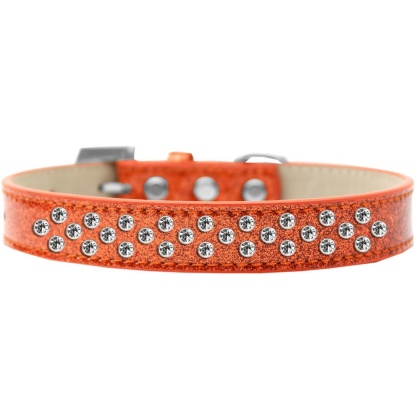 Sprinkles Ice Cream Dog Collar Clear Crystals Size 12 Orange