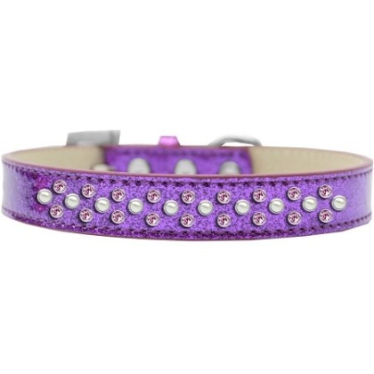 Sprinkles Ice Cream Dog Collar Pearl and Light Pink Crystals Size 12 Purple