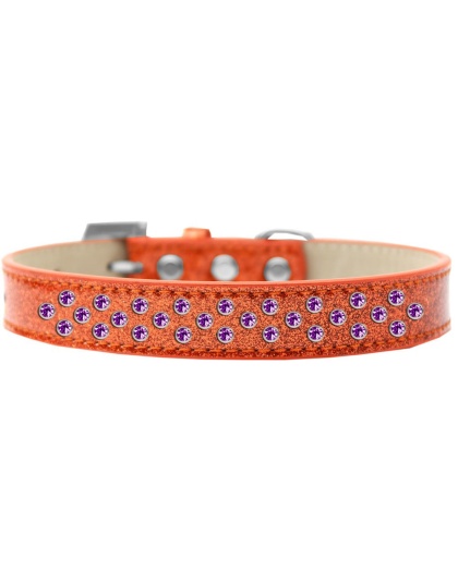 Sprinkles Ice Cream Dog Collar Purple Crystals Size 12 Orange