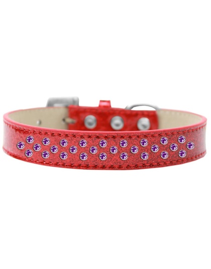 Sprinkles Ice Cream Dog Collar Purple Crystals Size 12 Red