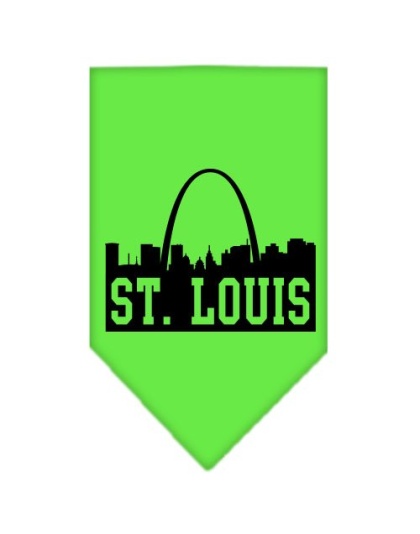 St Louis Skyline Screen Print Bandana Lime Green Large