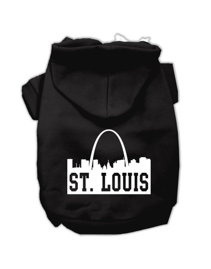 St Louis Skyline Screen Print Pet Hoodies Black Size Lg