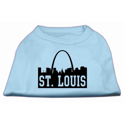 St Louis Skyline Screen Print Shirt Baby Blue Lg