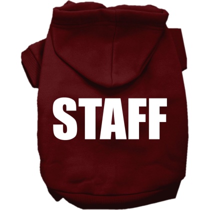 Staff Costume Screen Print Dog Hoodie Maroon Size XS