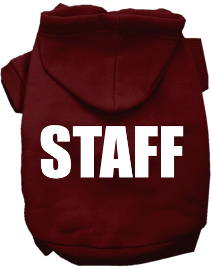 Staff Costume Screen Print Dog Hoodie Maroon Size XS