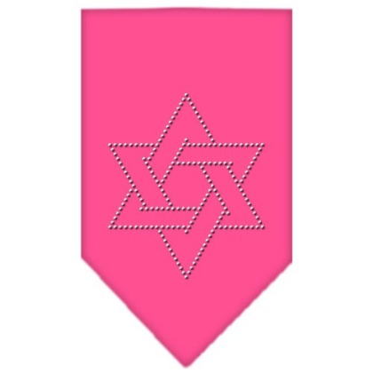 Star Of David Rhinestone Bandana Bright Pink Large