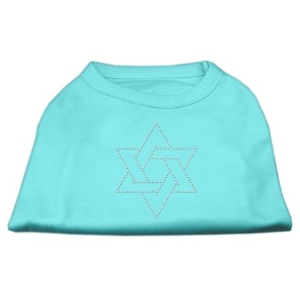 Star of David Rhinestone Shirt  Aqua L