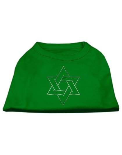 Star of David Rhinestone Shirt Emerald Green Lg