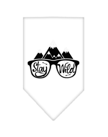 Stay Wild Screen Print Bandana White Large