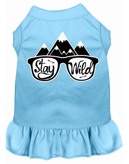 Stay Wild Screen Print Dog Dress Baby Blue 4X (22)