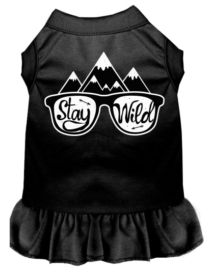 Stay Wild Screen Print Dog Dress Black 4X (22)