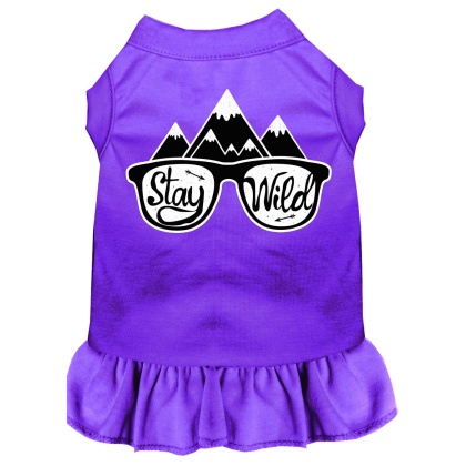 Stay Wild Screen Print Dog Dress Purple 4X (22)