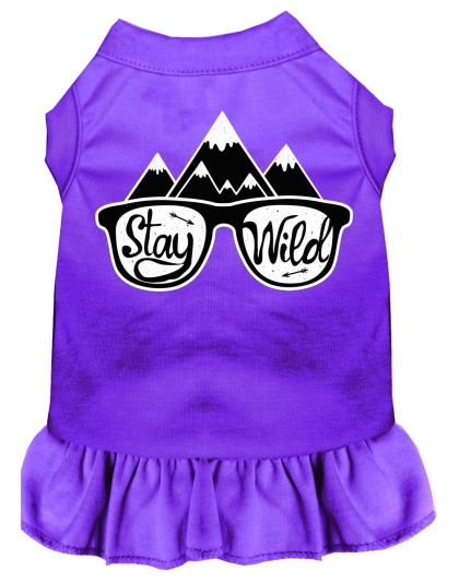 Stay Wild Screen Print Dog Dress Purple 4X (22)