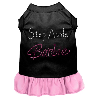 Step Aside Barbie Rhinestone Dress Black with Light Pink Lg