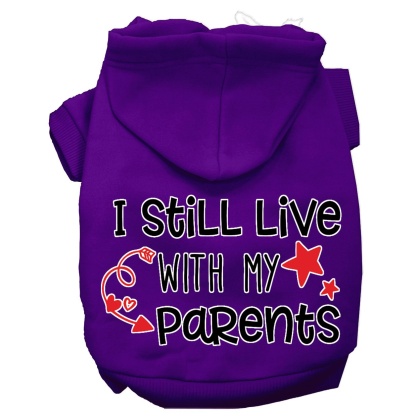 Still Live with my Parents Screen Print Dog Hoodie Purple L
