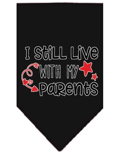 Still Live with my Parents Screen Print Pet Bandana Black Large