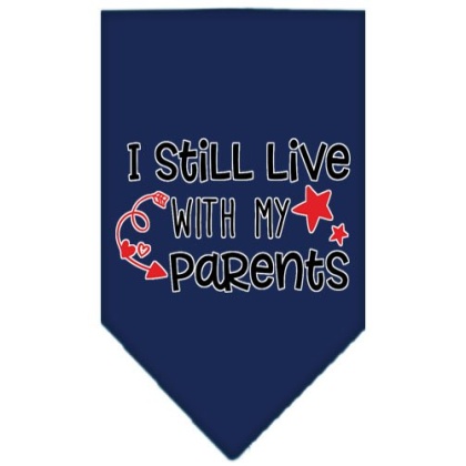 Still Live with my Parents Screen Print Pet Bandana Navy Blue large
