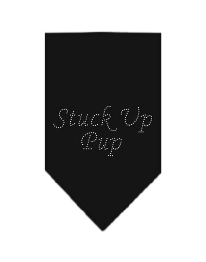 Stuck Up Pup Rhinestone Bandana Black Large